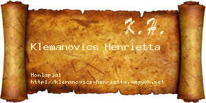 Klemanovics Henrietta névjegykártya